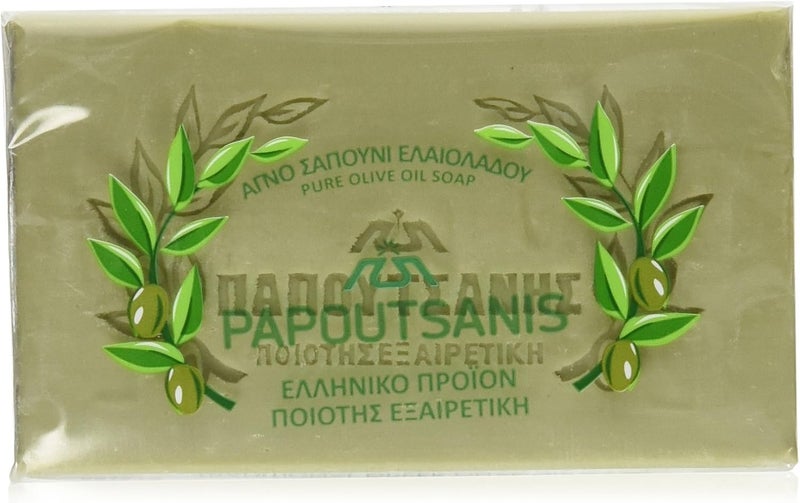 Papoutsanis Pure Olive Oil Soap - Traditional Greek Body and Face Cleanser (6 x 125g)